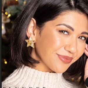 Plunder Gold Star Crystal Statement Earrings